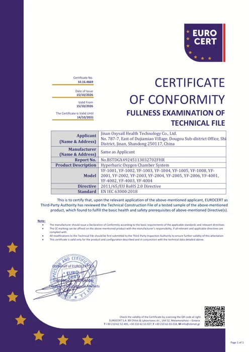 RoHS Technical File Review Certificate
