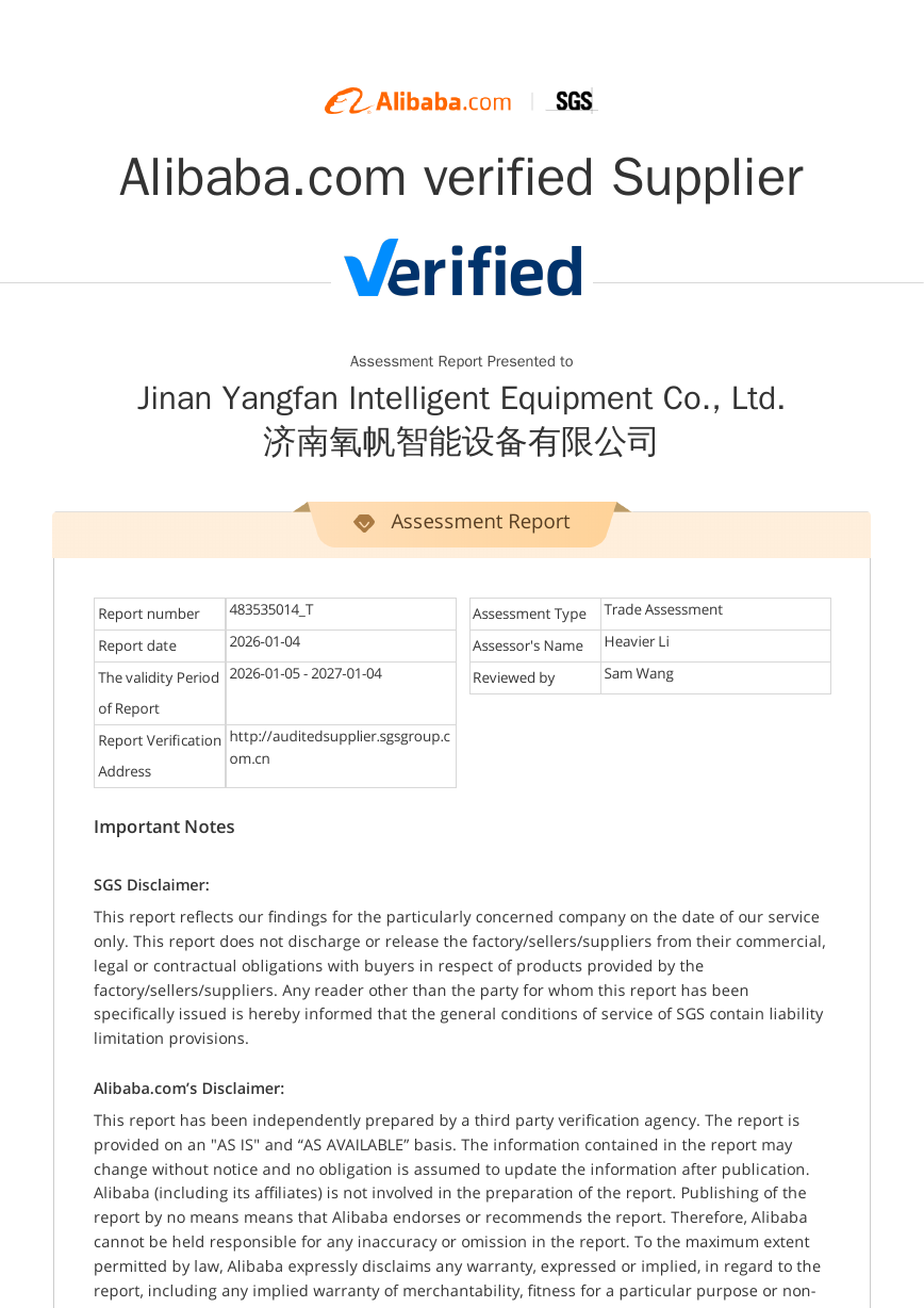 Alibaba.com Verified Supplier Assessment Report
